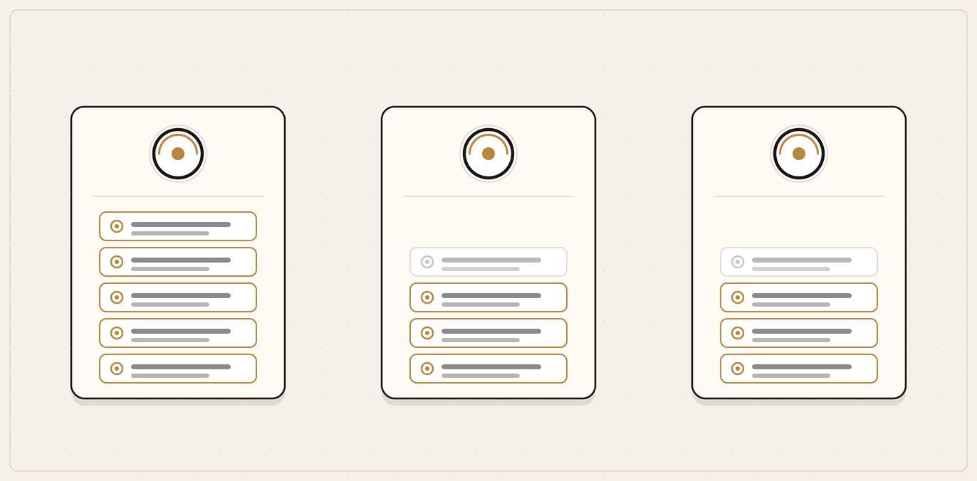Illustration of three AI engine panels side by side, each showing a different number of source citations stacked as cards.